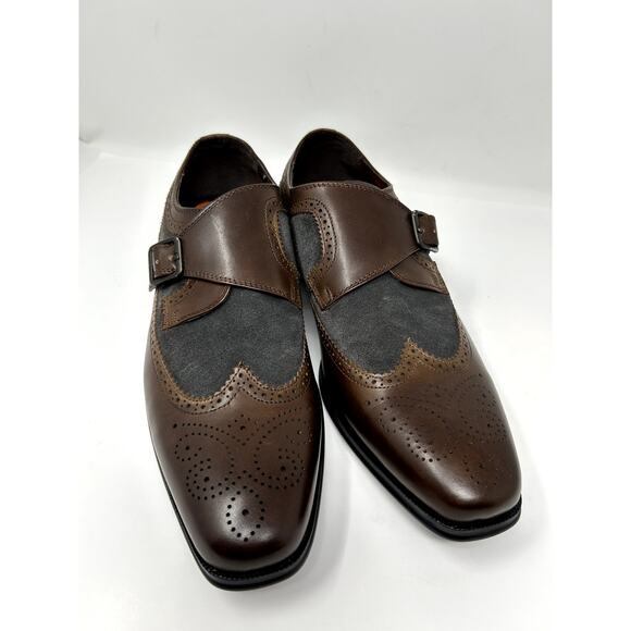 Tallia Men's Orange Savona Grey/Brown Dress Shoes Size 8 Leather Slip On New